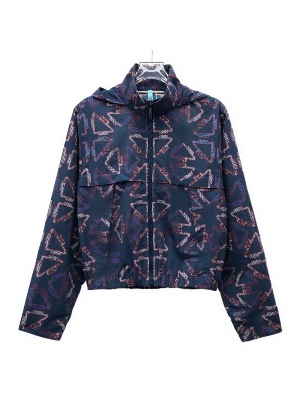 Hermès 2023 Navy Blue Printed Hooded Zip Jacket